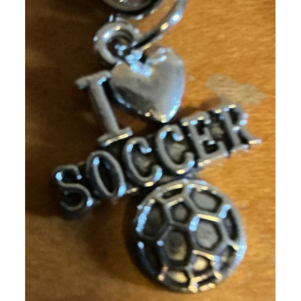 Soccer Ball Keychain Silver Tone w/ Jersey I Love Soccer‎ I Heart Soccer Shoe